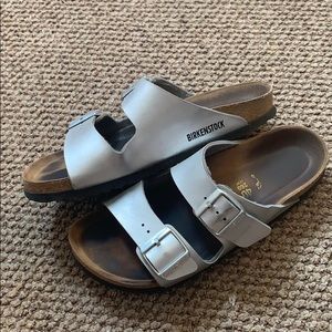 Silver Birkenstock’s size 40